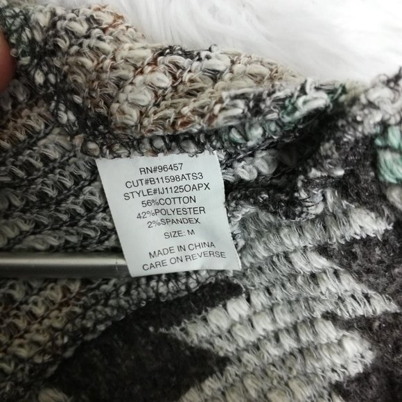 EyeShadow Womens Cardigan Aztec Open Front Multicolor Long Sleeve Medium - Picture 7 of 10